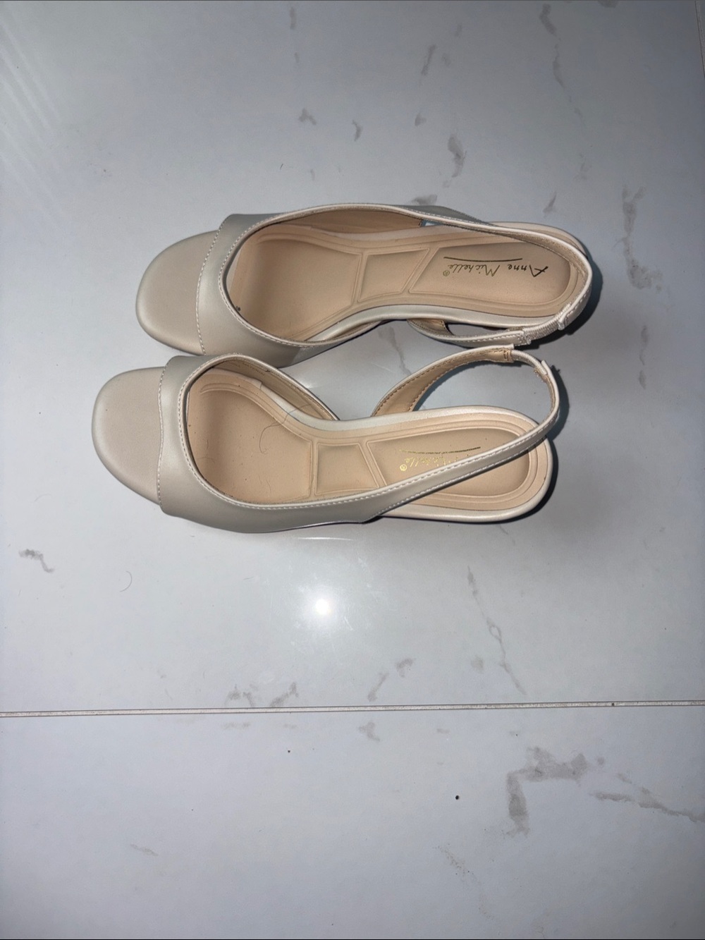 Anne Michelle Beige Slingback Mules